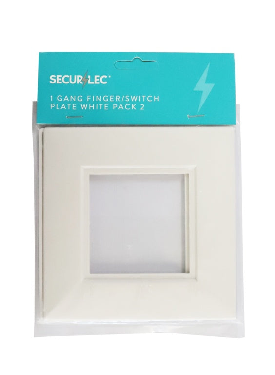 Securlec White Finger Plates for Flush Wall Switches Square Edge Pre-Packed (2)