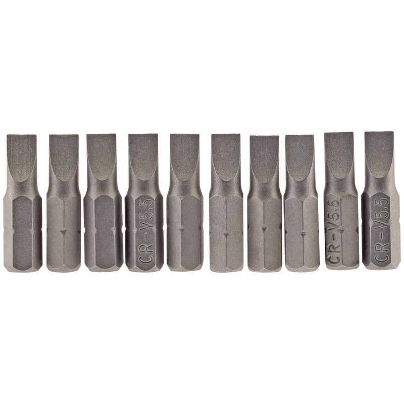 Draper Plain Slot Insert Bit, 5.5mm, 1/4" Hex, 25mm Long (Pack of 10) 64028 Draper - Town Tools 