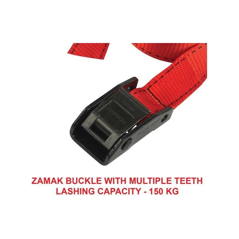 Master Lock Lashing Strap with Metal Buckle, Coloured 5m 150kg (Pack 2) Master Lock - RockBottom Northampton