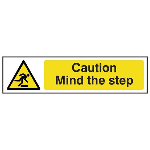 Scan Caution Mind The Step - PVC Sign 200 x 50mm Scan - RockBottom Nothampton