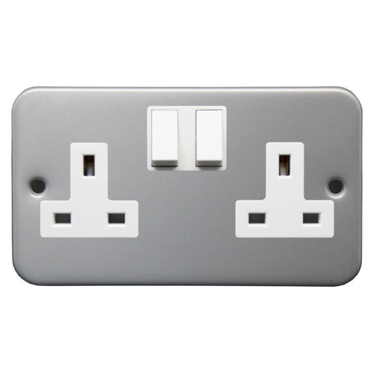 Securlec Metal Clad 2 Gang Switch Socket Double Pole 13A