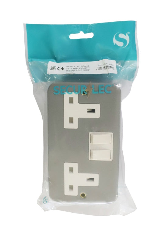 Securlec Metal Clad 2 Gang Switch Socket Double Pole 13A
