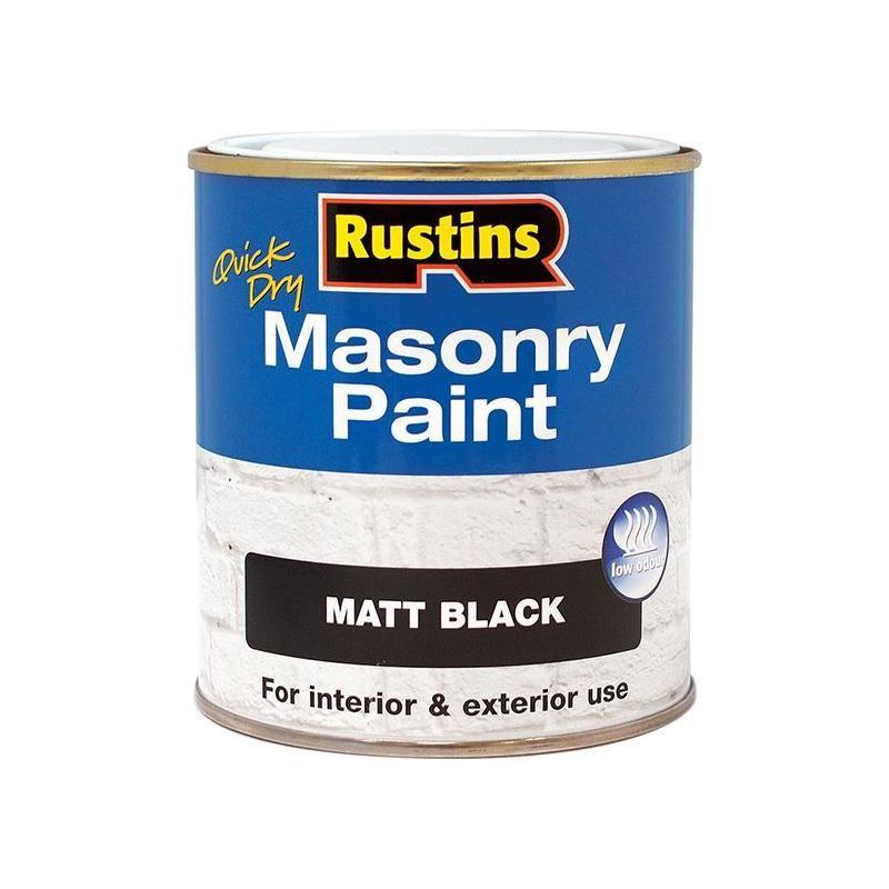 Rustins Quick Dry Masonry Paint Matt Black 500ml Rustins - RockBottom Nothampton