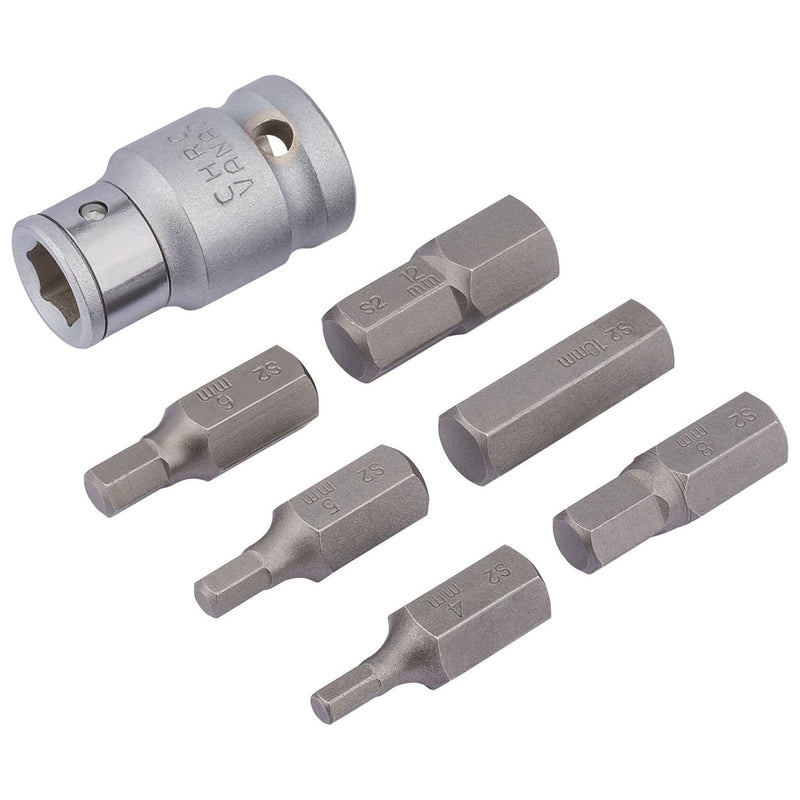 Draper Metric Hexagon Bit Set, 1/2" Sq. Dr. (7 Piece) 83565 Draper - Town Tools 