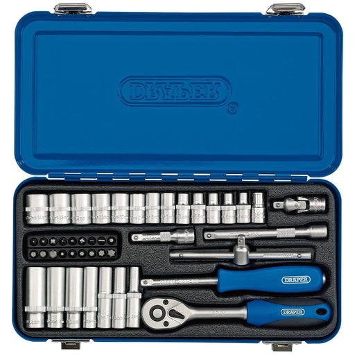 Draper Metric Socket Set in Metal Case, 1/4" Sq. Dr. (45 Piece) 16365 Draper - Town Tools 