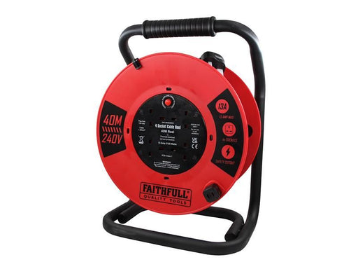 Faithfull Power Plus Open Cable Reel 240V 40m 13A 4 Socket (1.25mm Cable) Faithfull Power Plus - RockBottom Northampton
