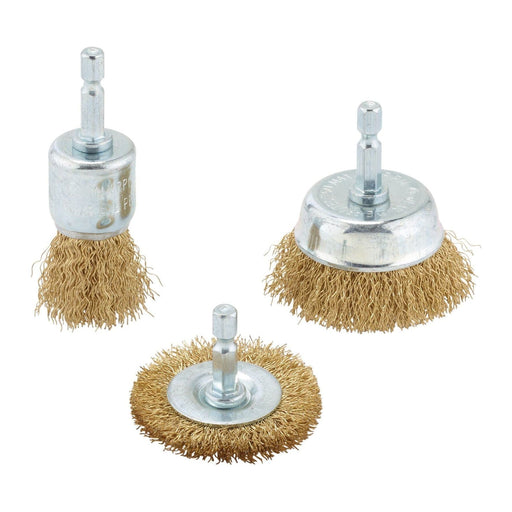 Draper Brassed Steel Crimped Wire Brush Set (3 Piece) Draper - Town Tools