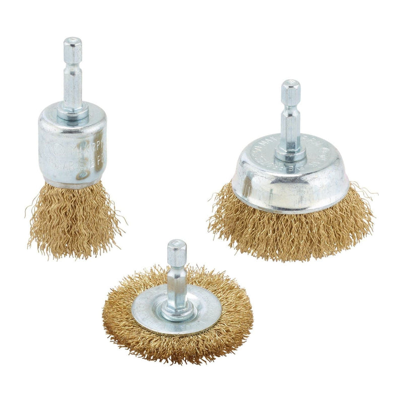 Draper Brassed Steel Crimped Wire Brush Set (3 Piece) Draper - Town Tools