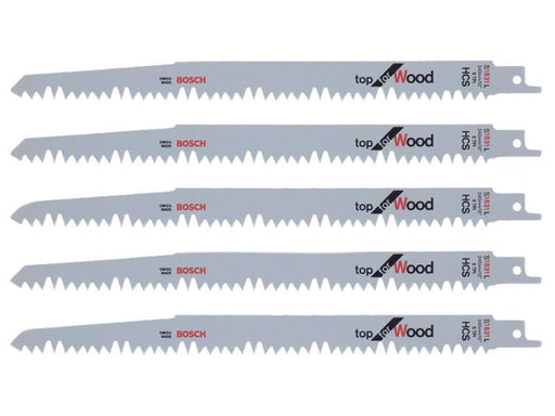 Bosch Powertool Accessories S 1531 L Top for Wood Reciprocating Saw Blade 240mm 5 TPI Pack of 5 Bosch Powertool Accessories - NorthantsTrade Northampton