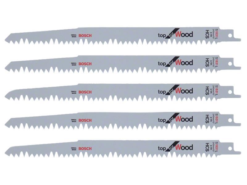 Bosch Powertool Accessories S 1531 L Top for Wood Reciprocating Saw Blade 240mm 5 TPI Pack of 5 Bosch Powertool Accessories - RockBottom Northampton