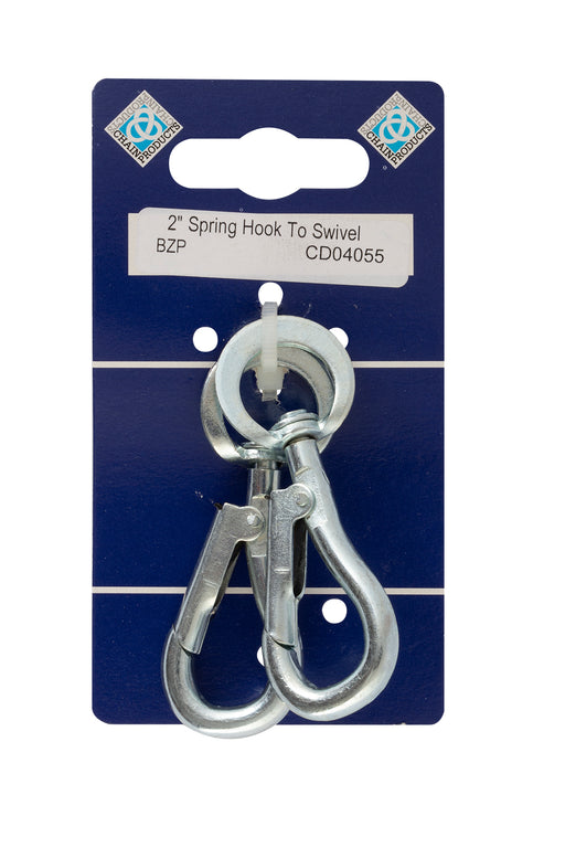 Spring Hooks To Swivel - Zinc Plated 2"