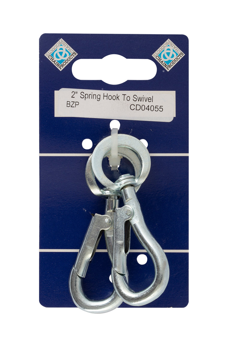 Spring Hooks To Swivel - Zinc Plated - Pack of 10 2 1/2" (60mm)