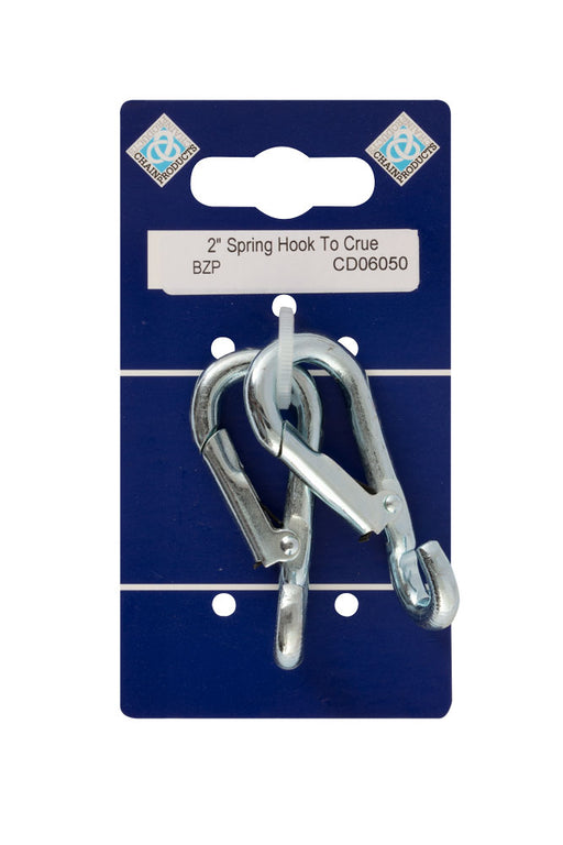 Spring Hooks To Crue - Zinc Plated - Pack of 10
