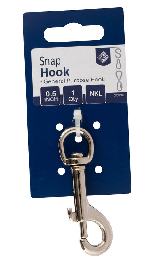 1/2" Snap Hook With Swivel - Nickel Plated