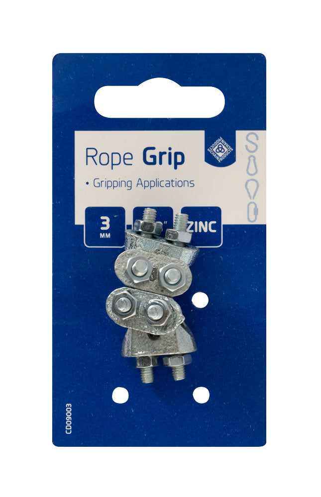 Wire Rope Grips - Zinc Plated 3mm Wire Rope Grips