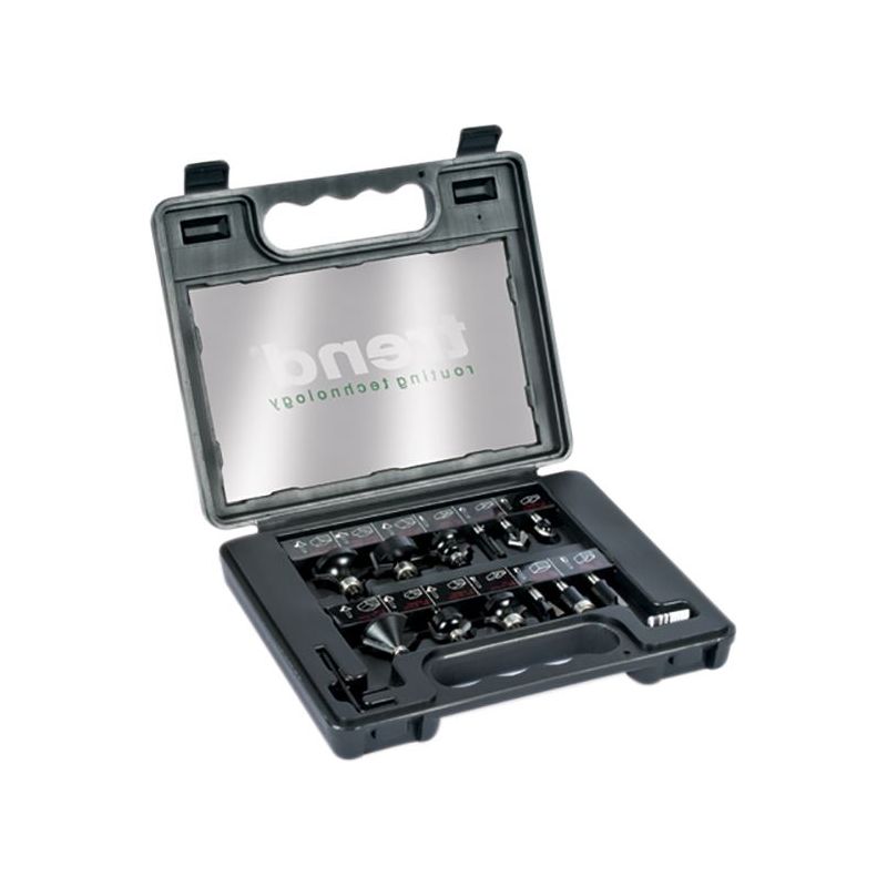 Trend SS8TC 1/4in TCT Router Bit Starter Set, 12 Piece Trend - RockBottom Northampton