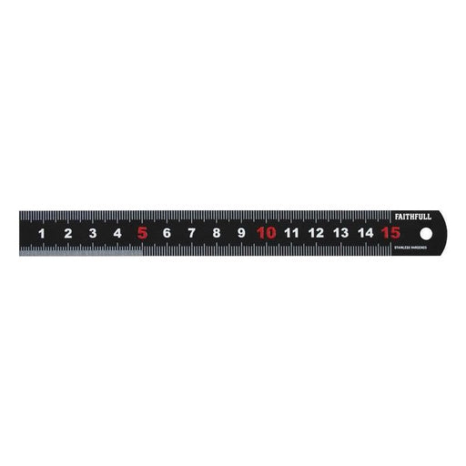 Faithfull Matt Black Stainless Steel Measuring Rule 150mm Faithfull - RockBottom Northampton