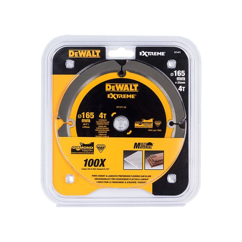 Dewalt Power Tools Extreme PCD Fibre Cement Saw Blade 165 x 20mm x 4T DeWALT Power Tools - RockBottom Northampton