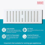 9x3 Adjustable Louvre Vent With Flyscreen White