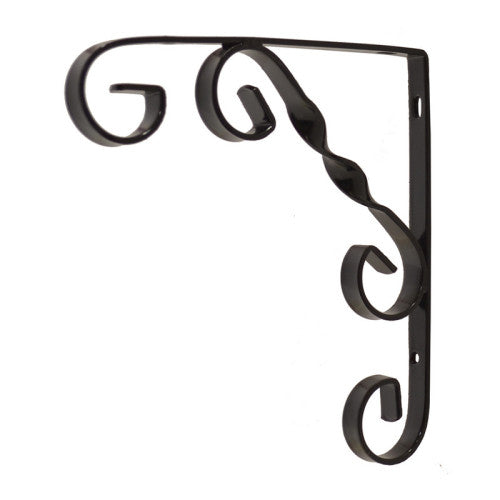 Wrought Iron Scroll Brackets, Black Finish, 200mm