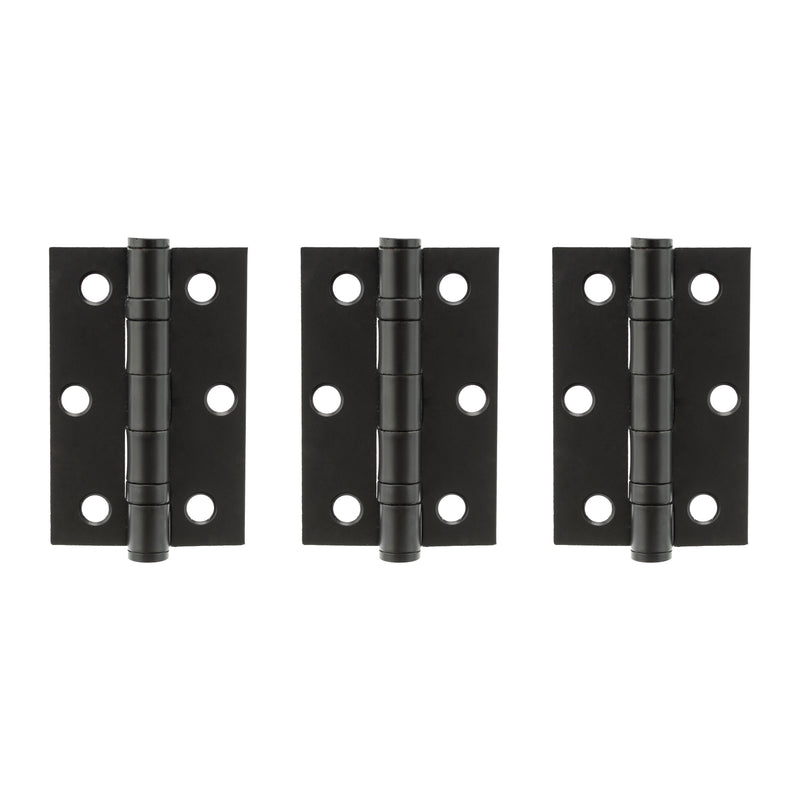 Atlantic Ball Bearing Hinges 3" x 2" x 2mm set of 3 - Matt Black