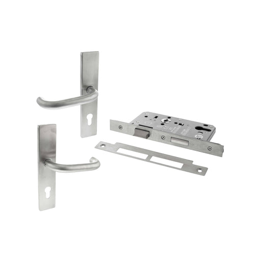 Atlantic DIN Square Euro Profile Escape Sashlock Double Throw with RTD lever 60mm backset - Satin Stainless Steel