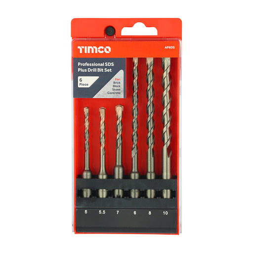 TIMCO Professional SDS Plus Drill Bit Set for Masonry, Tungsten Carbide Tipped - 5.0 x 10.0