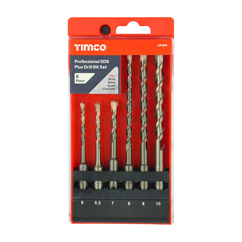 TIMCO Professional SDS Plus Drill Bit Set for Masonry, Tungsten Carbide Tipped - 5.0 x 10.0