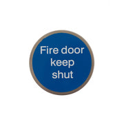 Atlantic Fire Door Keep Shut Disc Sign 75mm 3M Adhesive - Satin Stainless Steel