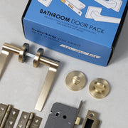 Eco Ocean Door Handle Pack (Bathroom Set - 3" CE Bathroom Lock, 3" Fire Rated Hinges x3) - Satin Chrome/Polished Chrome