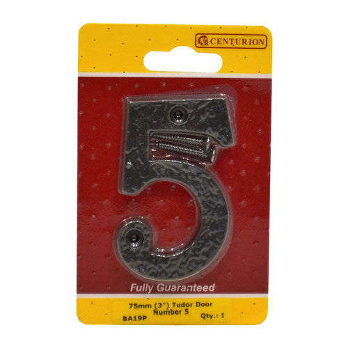 No.5 Door Numerals, Black, 75mm