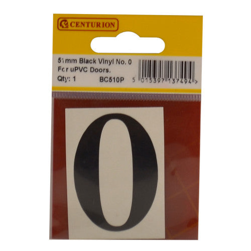 51mm Black Traditional Oldstyle Font Vinyl Number 0