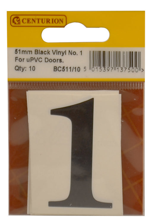 51mm Black Traditional Oldstyle Font Vinyl Number 1   (Pack of 10) - Min Order 2