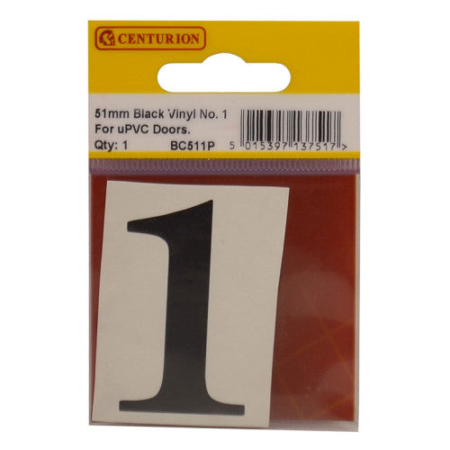 51mm Black Traditional Oldstyle Font Vinyl Number 1