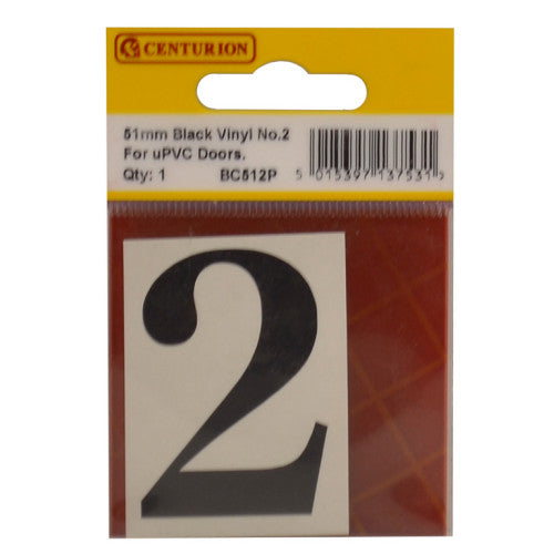 51mm Black Traditional Oldstyle Font Vinyl Number 2