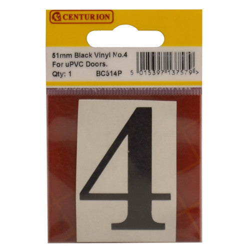 51mm Black Traditional Oldstyle Font Vinyl Number 4