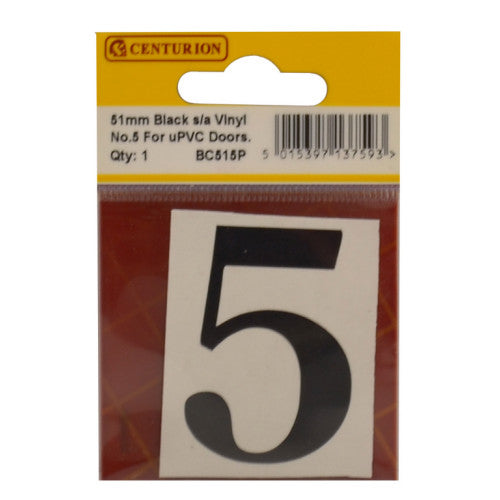 51mm Black Traditional Oldstyle Font Vinyl Number 5