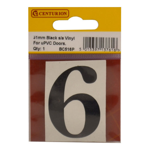 51mm Black Traditional Oldstyle Font Vinyl Number 6
