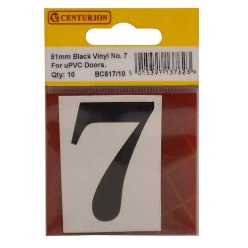 51mm Black Traditional Oldstyle Font Vinyl Number 7 (Pack of 10)