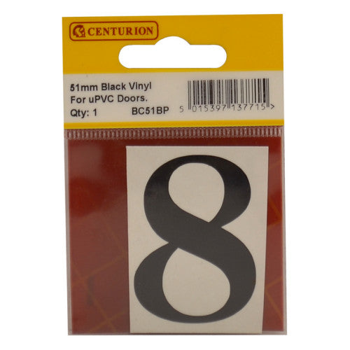 51mm Black Traditional Oldstyle Font Vinyl Number 8