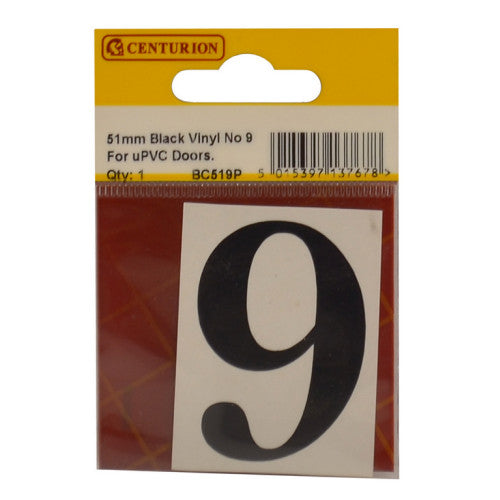 51mm Black Traditional Oldstyle Font Vinyl Number 9