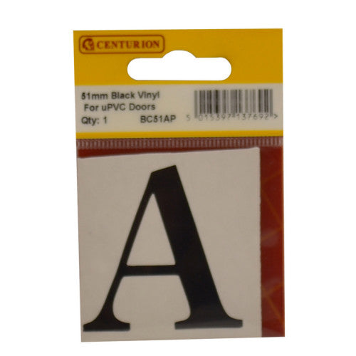 51mm Black Traditional Oldstyle Font Vinyl Letter A