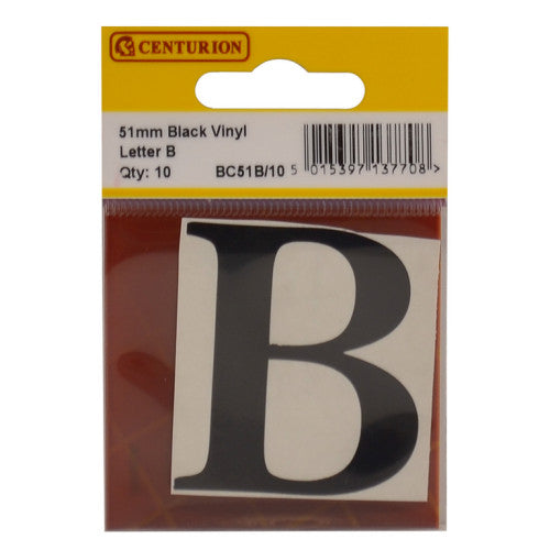 51mm Black Traditional Oldstyle Font Vinyl Letter B (Pack of 10)