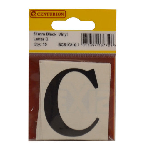 51mm Black Traditional Oldstyle Font Vinyl Letter C (Pack of 10)