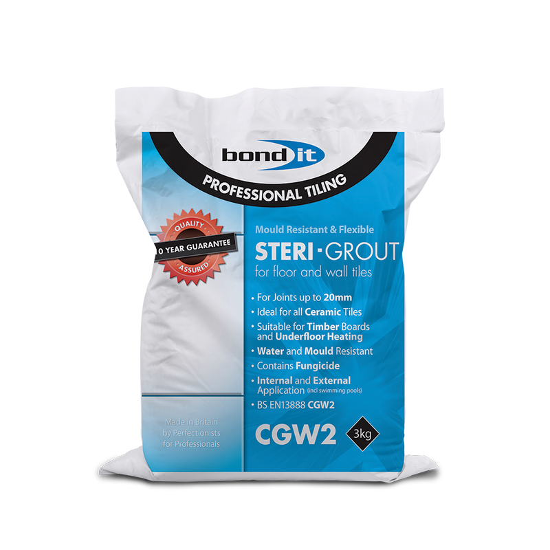 Bond It Steri-Grout Mould Resistant Wall & Floor Tile Grout 3Kg - Box of 5