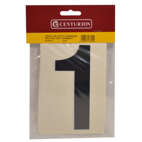 150mm Black Self Adhesive Vinyl Number 1 (Pack of 5)