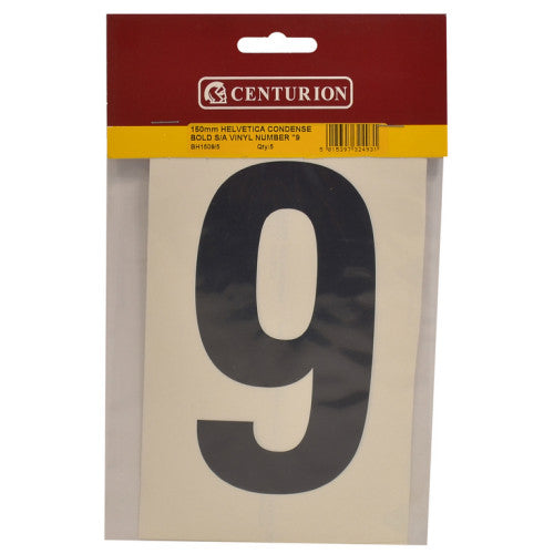 150mm Black Self Adhesive Vinyl Number 9 (Pack of 5)