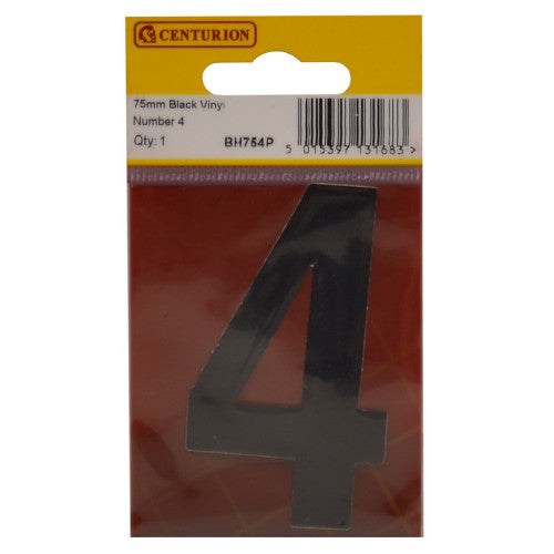 75mm Black Helvetica Bold Condensed Style Vinyl Number 4
