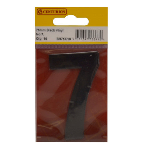 75mm Black Helvetica Bold Condensed Style Vinyl Number 7 (Pack of 10)