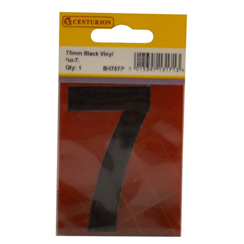 75mm Black Helvetica Bold Condensed Style Vinyl Number 7